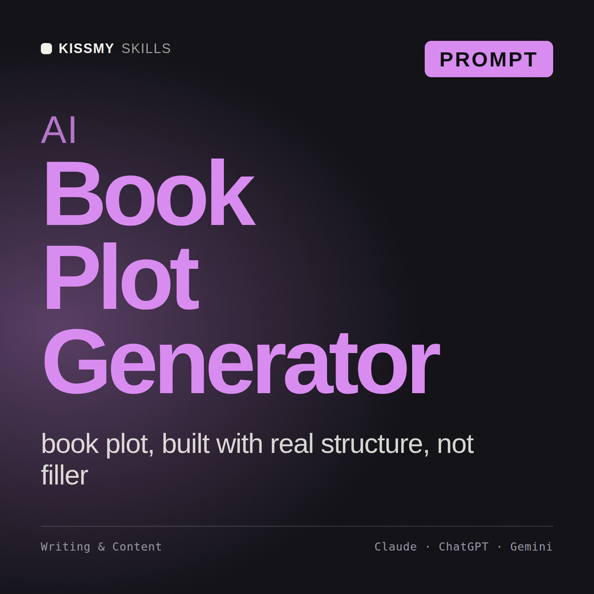AI Book Plot Generator AI prompt by KissMySkills, cover