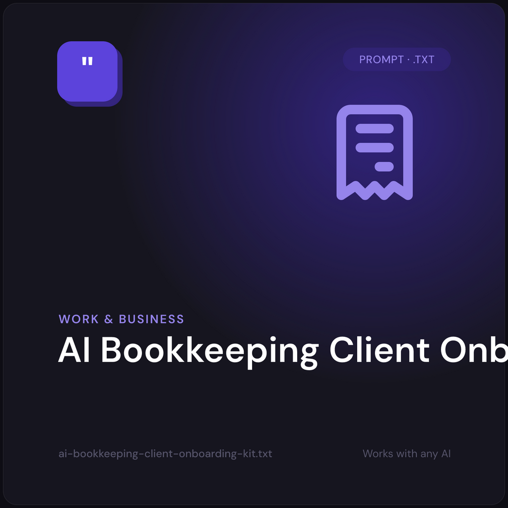 AI Bookkeeping Client Onboarding Kit prompt cover