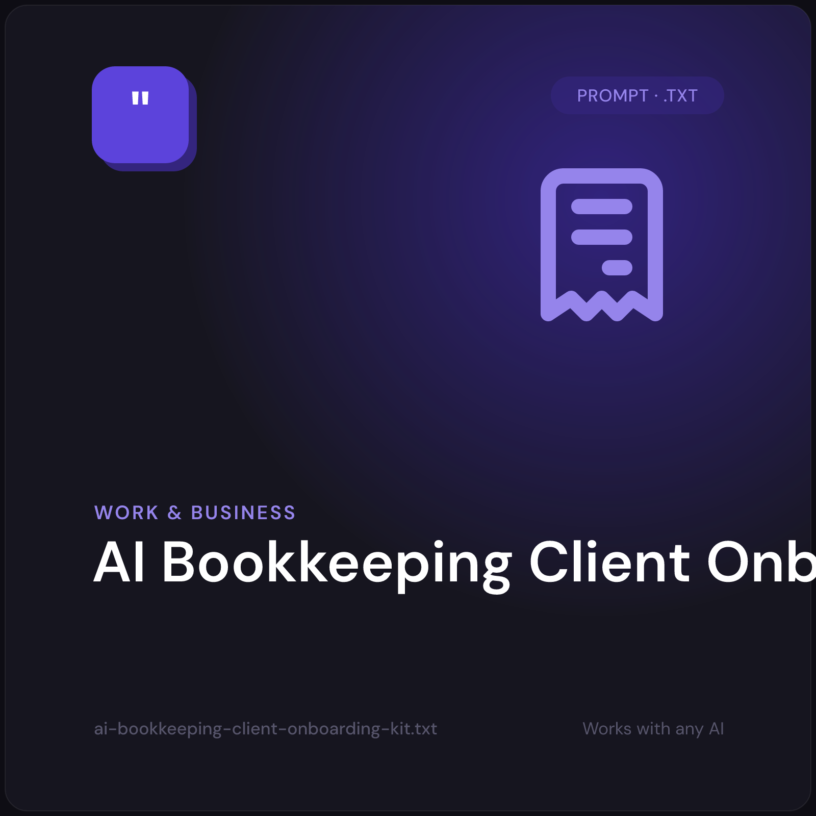 AI Bookkeeping Client Onboarding Kit prompt cover