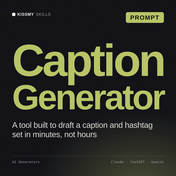 Caption Generator AI prompt by KissMySkills, cover