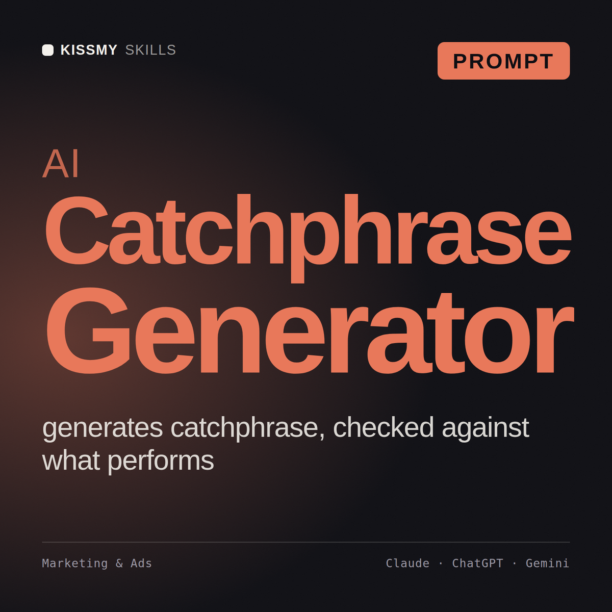 AI Catchphrase Generator AI prompt by KissMySkills, cover
