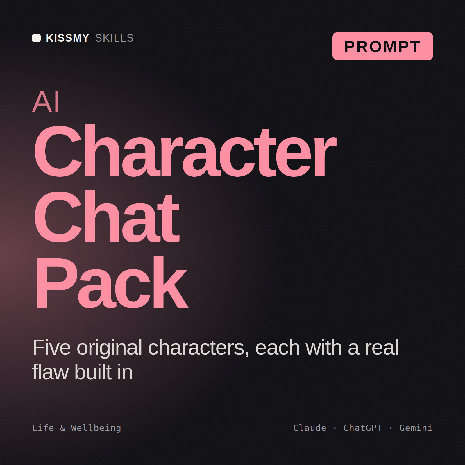 AI Character Chat Pack AI prompt by KissMySkills, cover