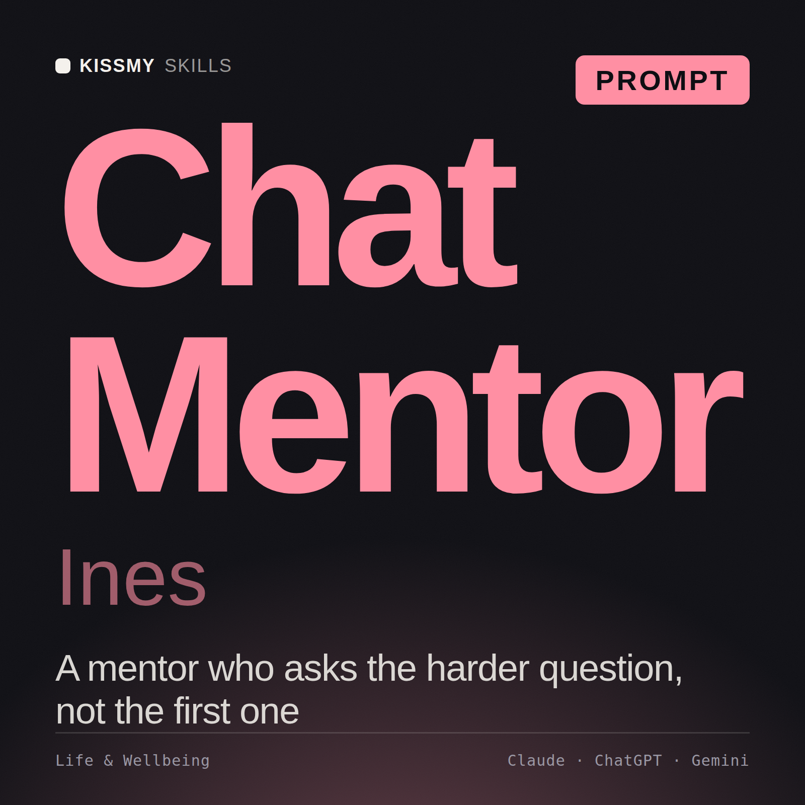 Chat Mentor, Ines AI prompt by KissMySkills, cover