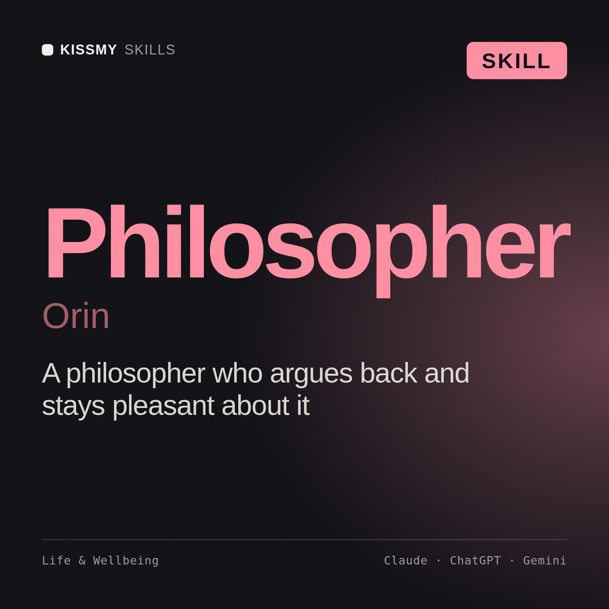 Philosopher, Orin AI skill by KissMySkills, cover