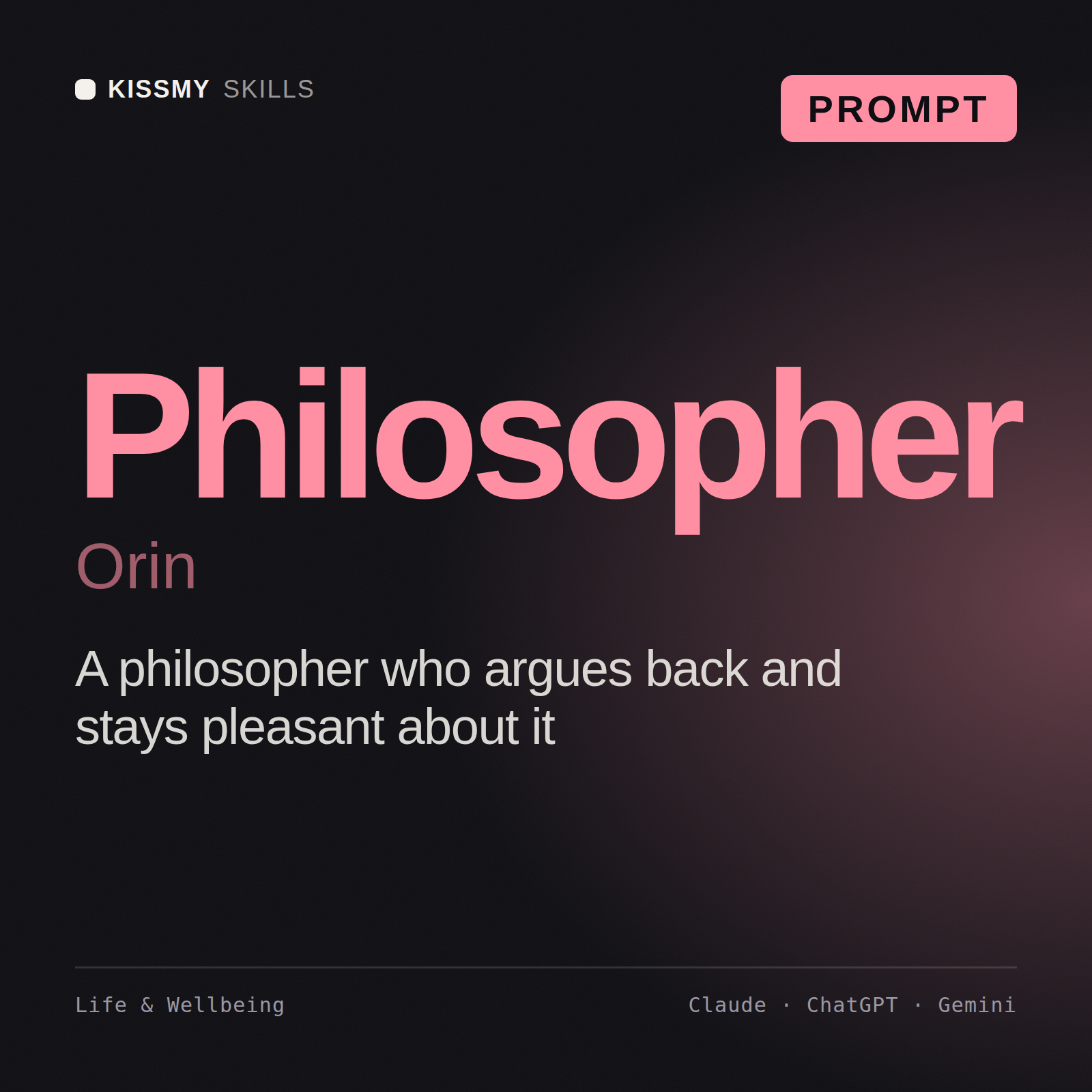 Philosopher, Orin AI prompt by KissMySkills, cover