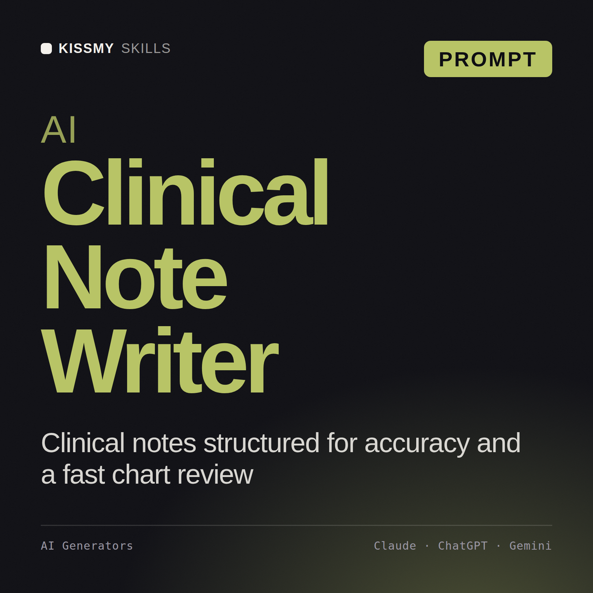 AI Clinical Note Writer AI prompt by KissMySkills, cover