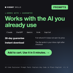 The AI Code Explainer Prompt Pack: Explain Any Code in Plain English works with Claude, ChatGPT, Gemini and any AI chat, 30-day money-back guarantee