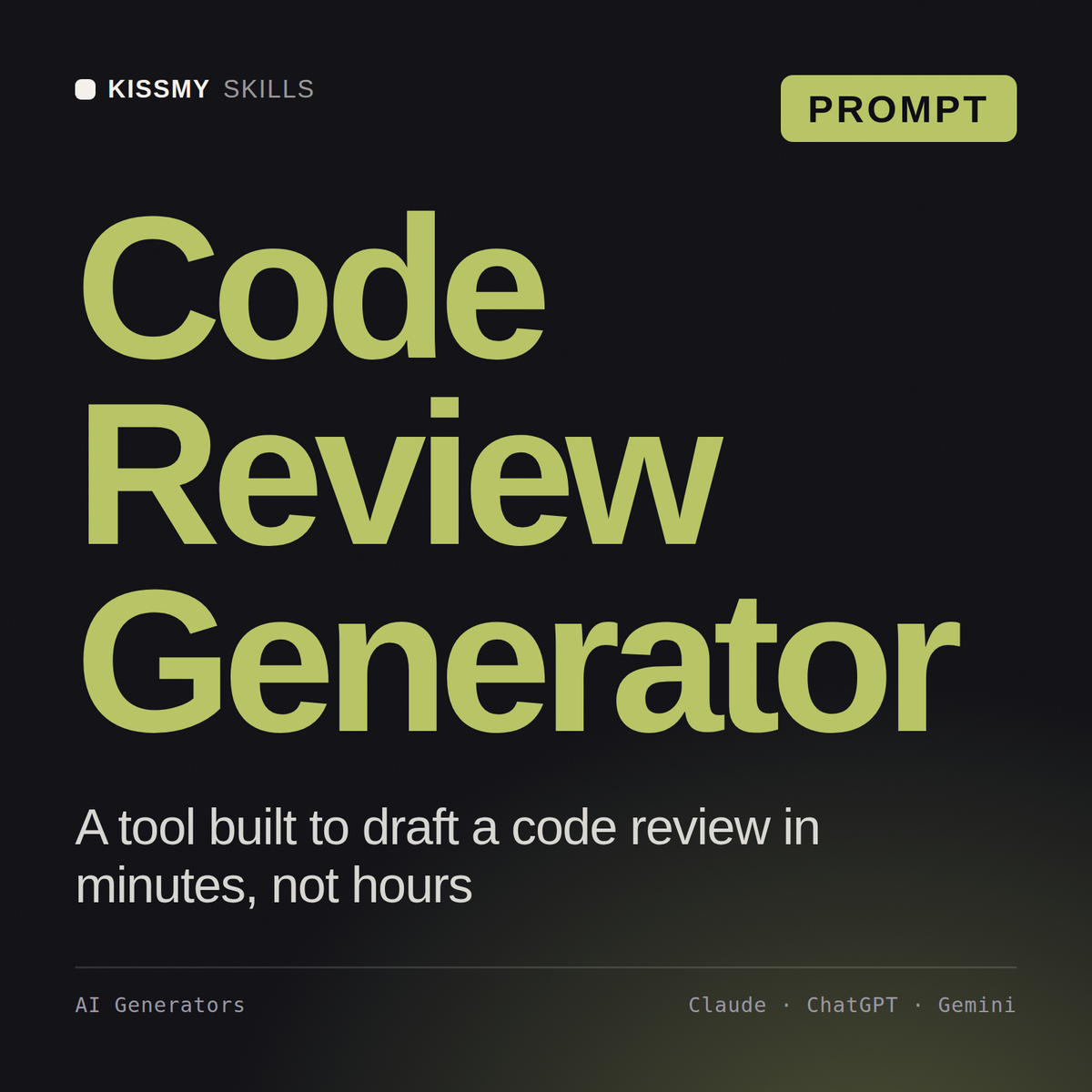 Code Review Generator AI prompt by KissMySkills, cover
