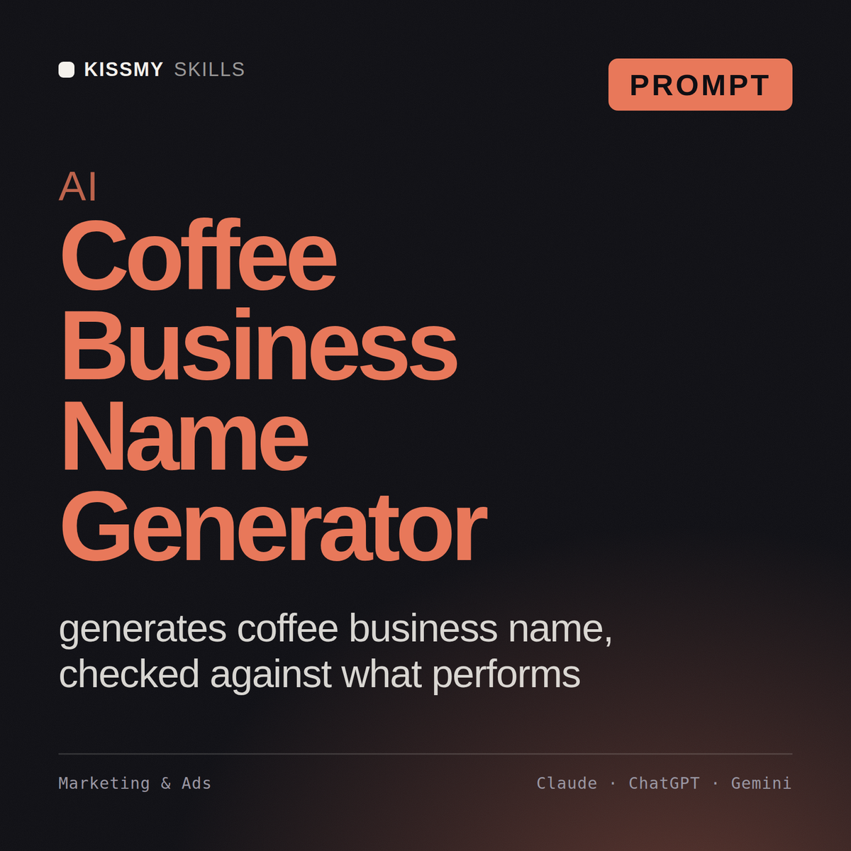 AI Coffee Business Name Generator AI prompt by KissMySkills, cover