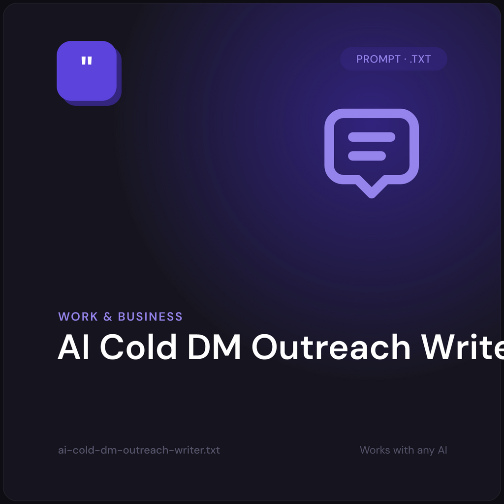AI Cold DM Outreach Writer prompt cover