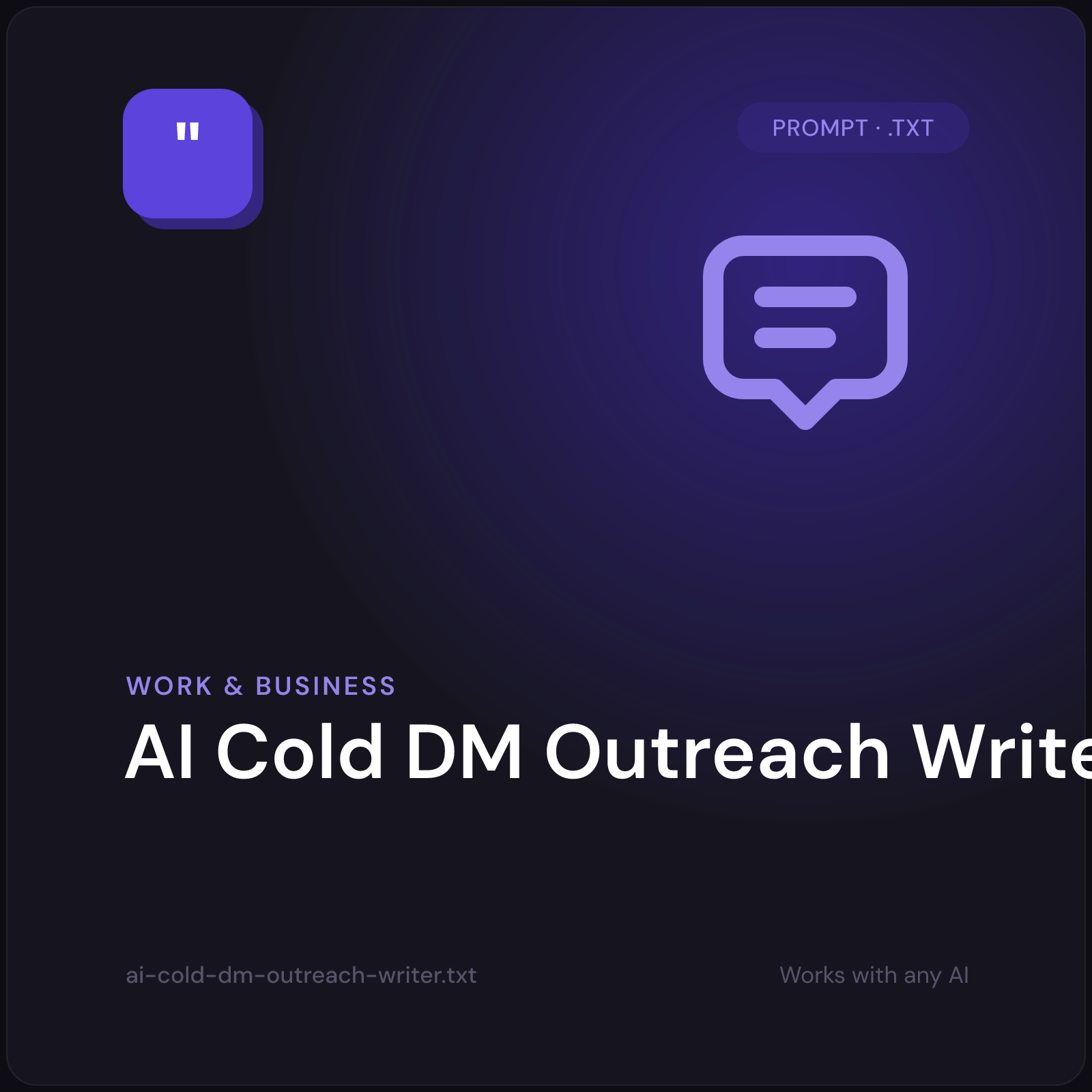 AI Cold DM Outreach Writer prompt cover