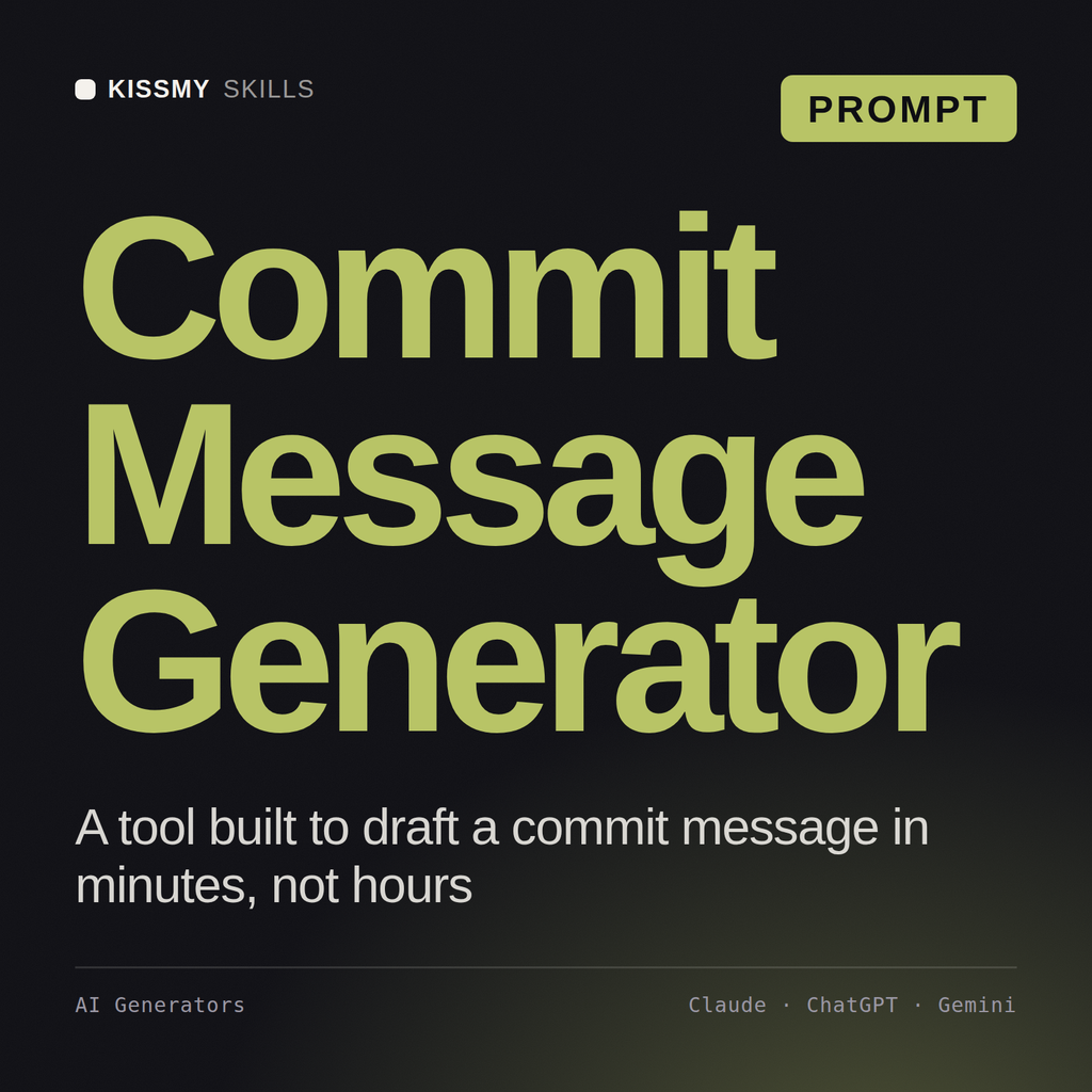 Commit Message Generator AI prompt by KissMySkills, cover