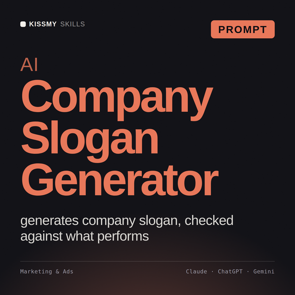 AI Company Slogan Generator AI prompt by KissMySkills, cover