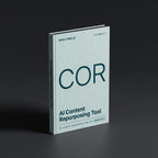 Content Repurposing Tool prompts for Claude by KissMySkills, pale sea-glass bookcloth cover with the monogram COR
