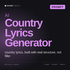 AI Country Lyrics Generator AI prompt by KissMySkills, cover