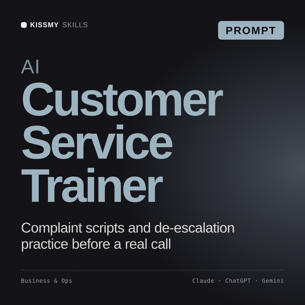AI Customer Service Trainer AI prompt by KissMySkills, cover