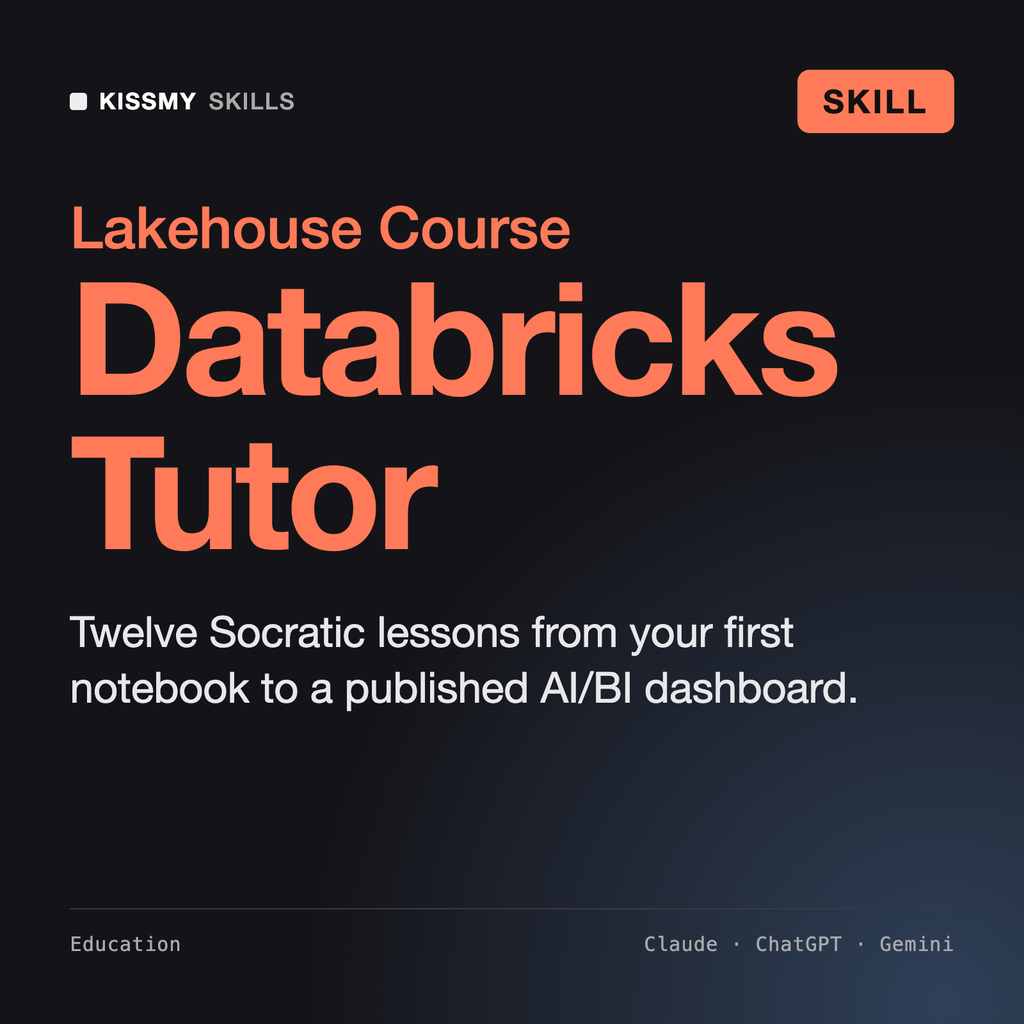 AI Databricks Tutor AI skill by KissMySkills, cover