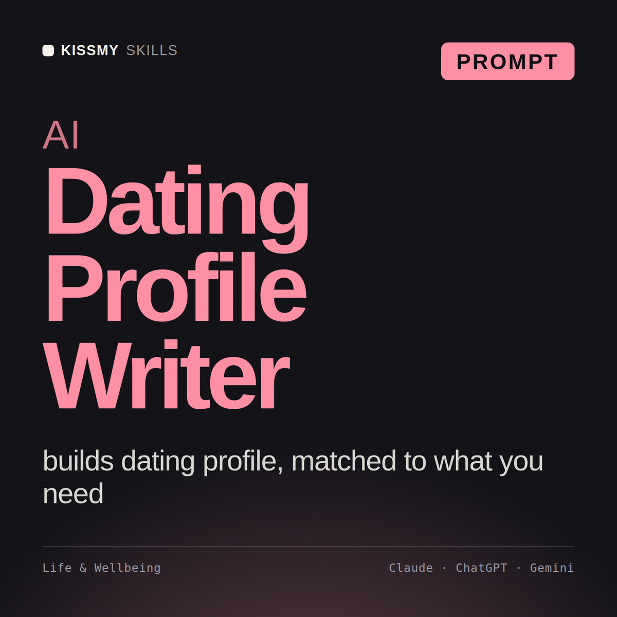 AI Dating Profile Writer AI prompt by KissMySkills, cover