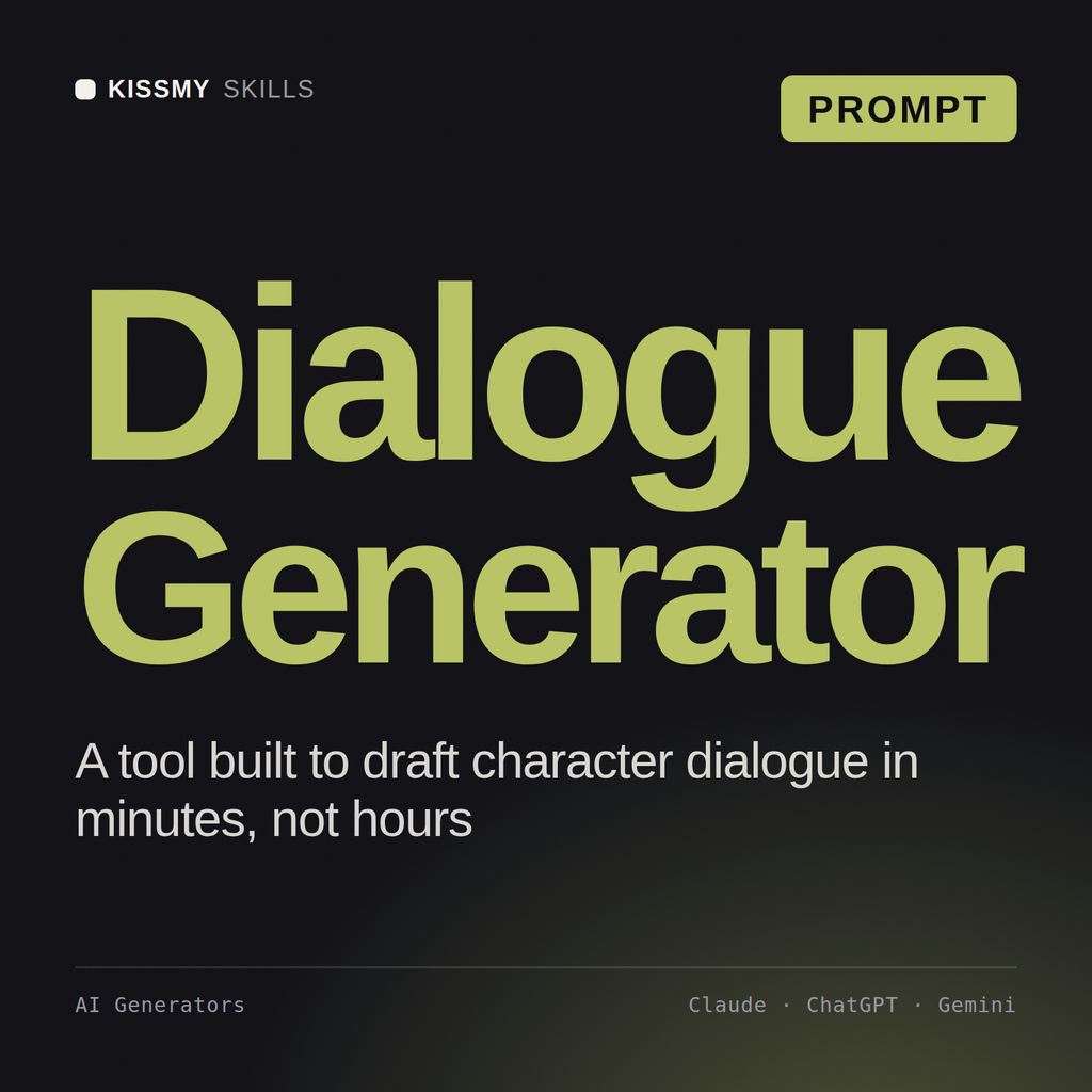 Dialogue Generator AI prompt by KissMySkills, cover