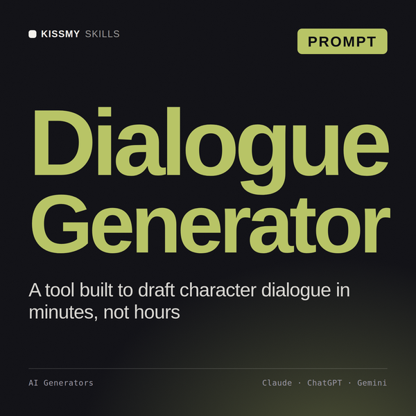 Dialogue Generator AI prompt by KissMySkills, cover