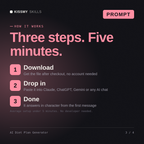 How the AI Diet Plan Generator AI prompt works in three steps: download, drop it into your AI chat, done