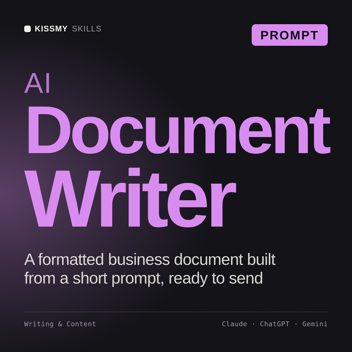 AI Document Writer AI prompt by KissMySkills, cover
