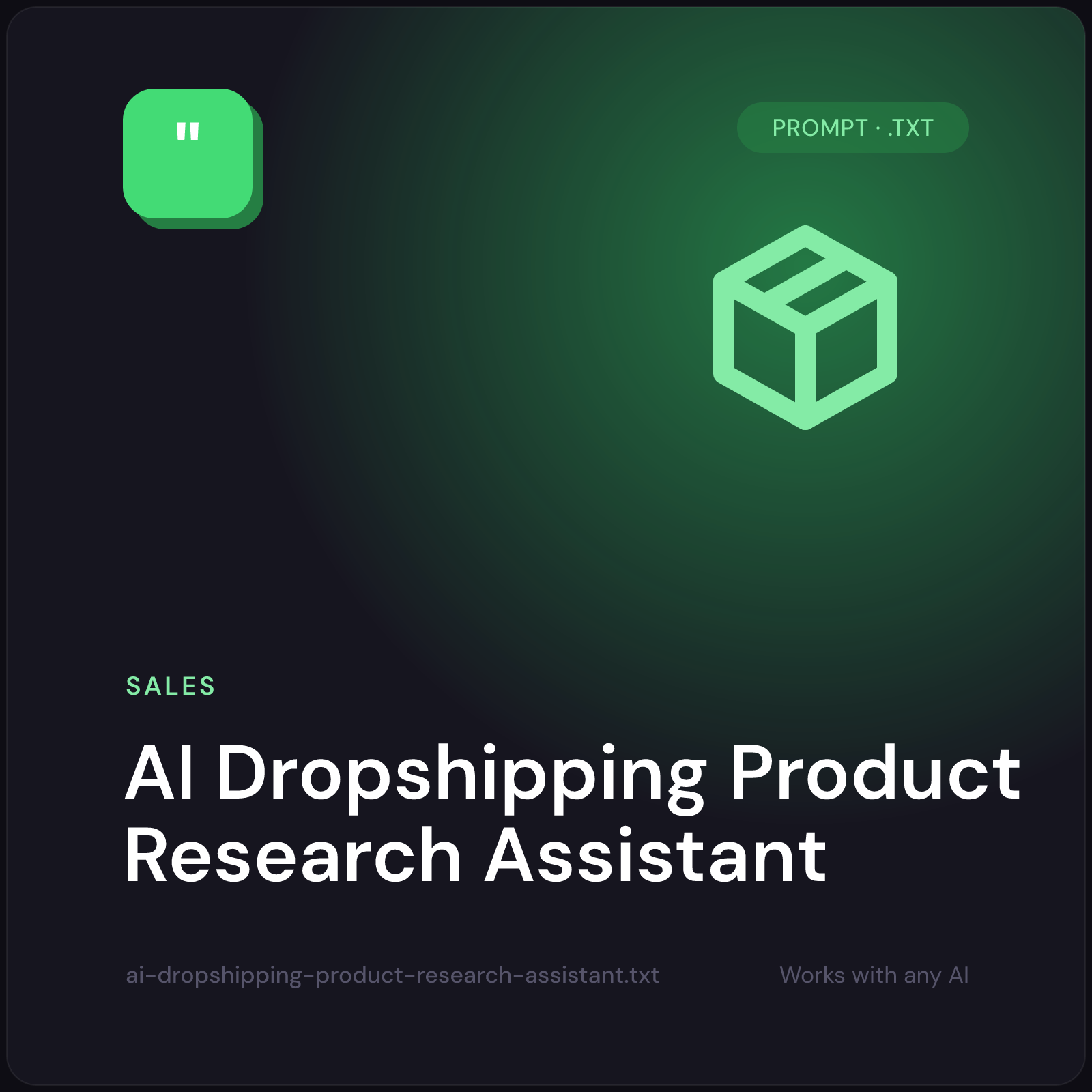AI Dropshipping Product Research Assistant — AI prompt pack cover