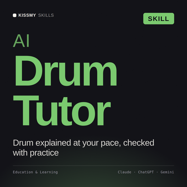 AI Drum Tutor AI skill by KissMySkills, cover
