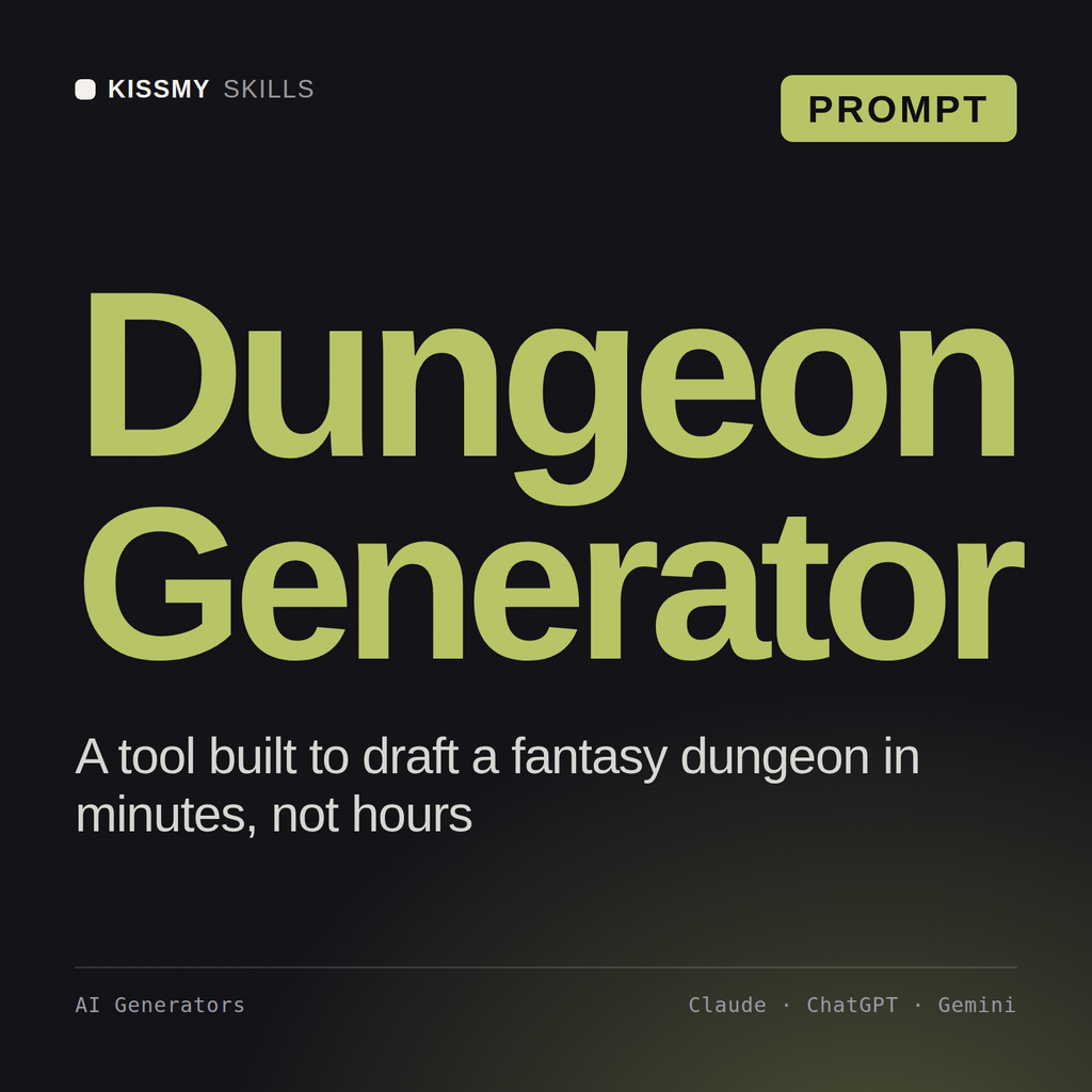 Dungeon Generator AI prompt by KissMySkills, cover