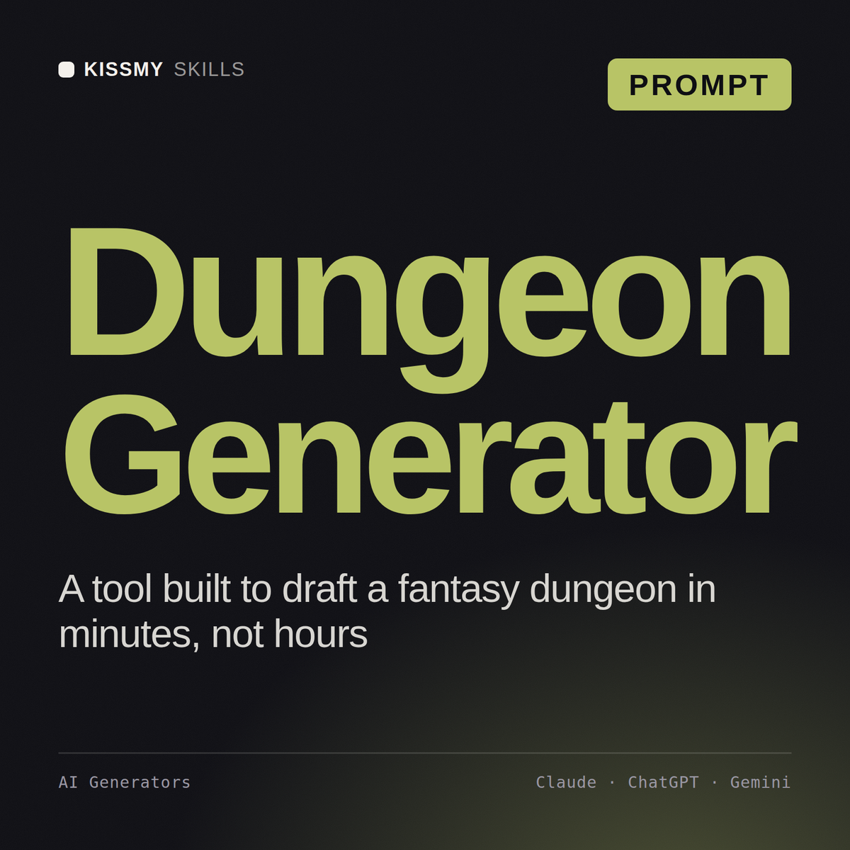 Dungeon Generator AI prompt by KissMySkills, cover