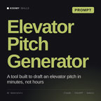 Elevator Pitch Generator AI prompt by KissMySkills, cover