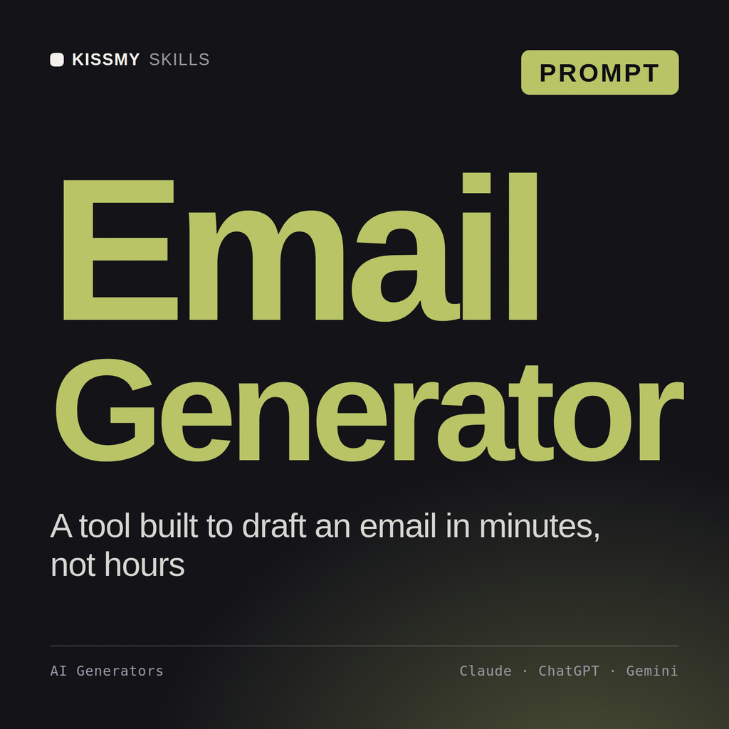Email Generator AI prompt by KissMySkills, cover