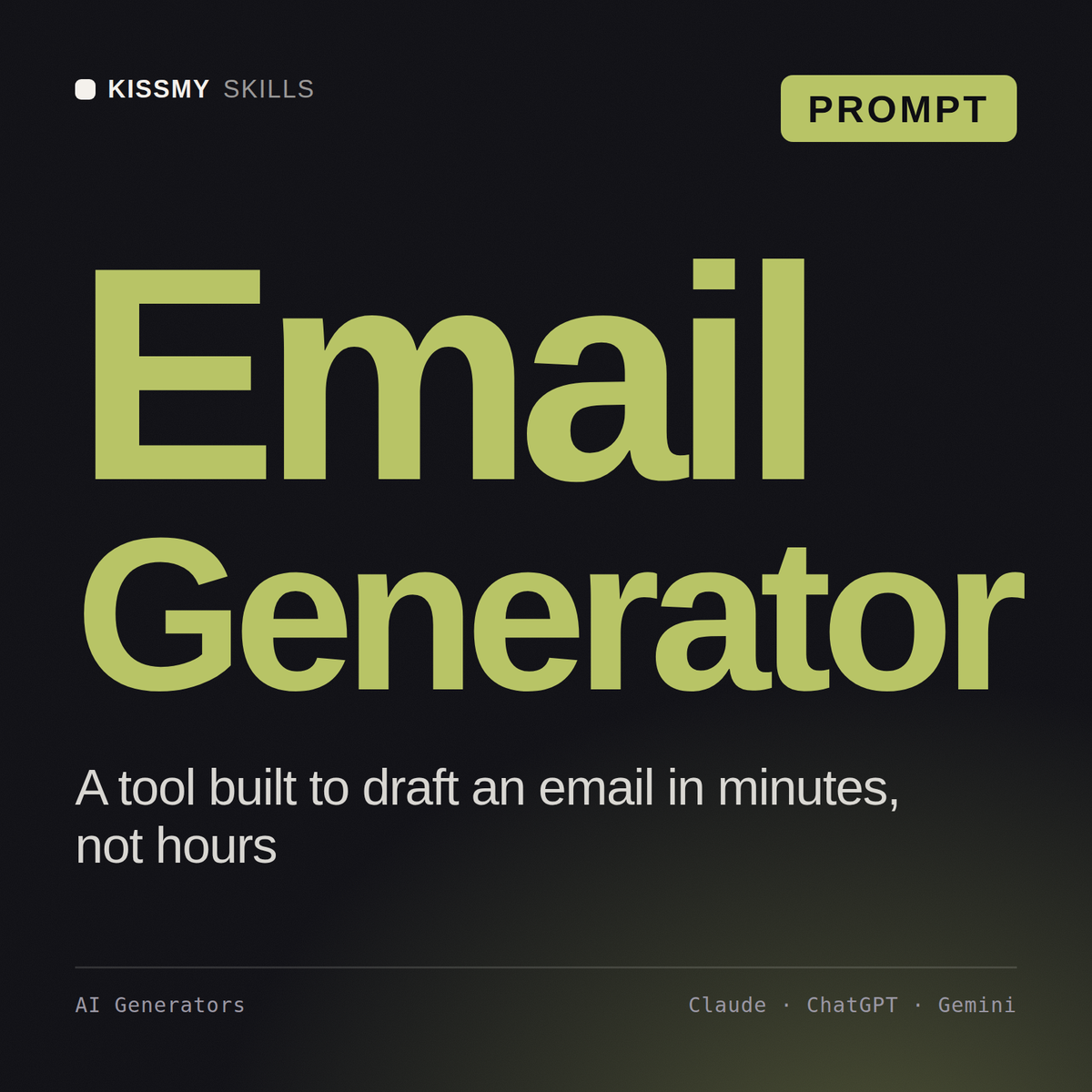 Email Generator AI prompt by KissMySkills, cover