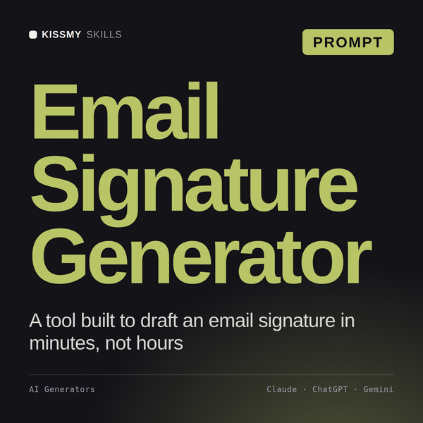Email Signature Generator AI prompt by KissMySkills, cover