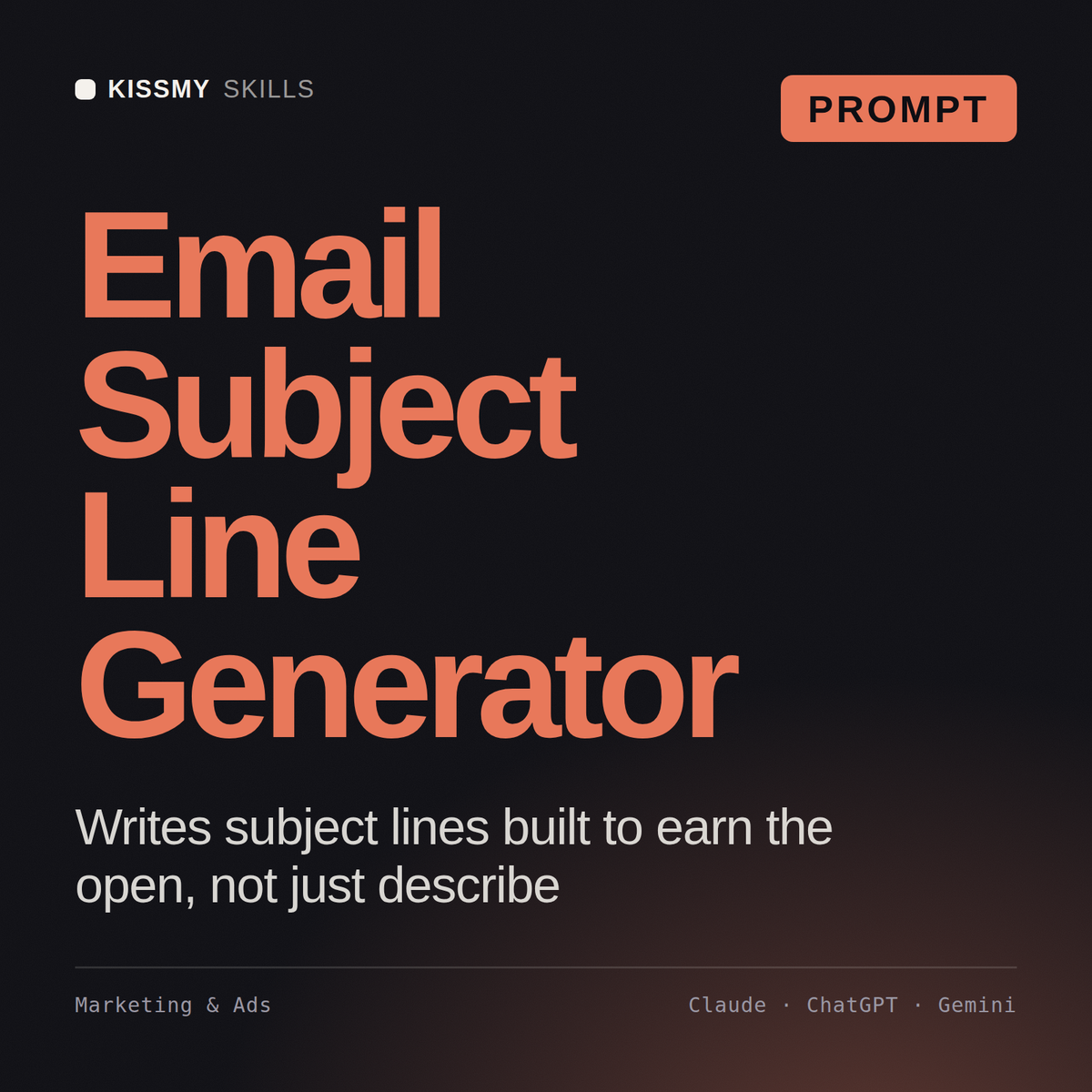 Email Subject Line Generator AI prompt by KissMySkills, cover