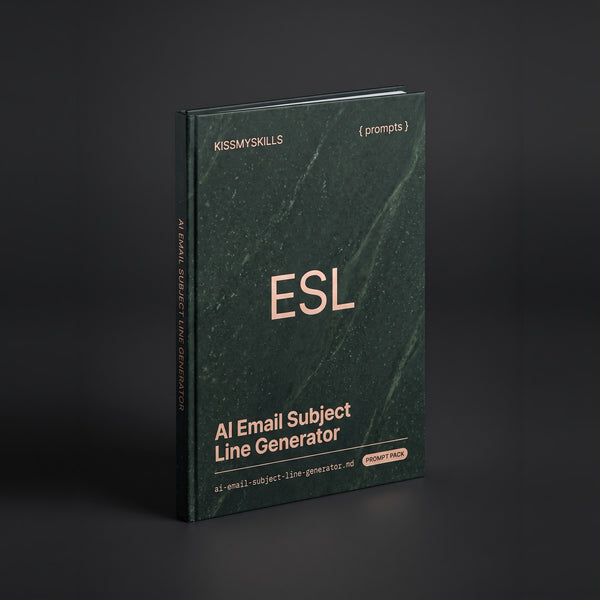 Email Subject Line Generator Claude skill by KissMySkills, near-black deep green serpentine stone cover