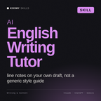 AI English Writing Tutor AI skill by KissMySkills, cover