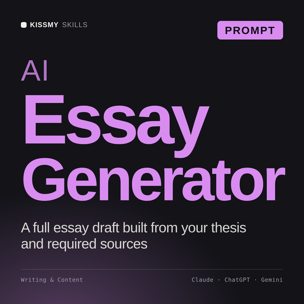 AI Essay Generator AI prompt by KissMySkills, cover
