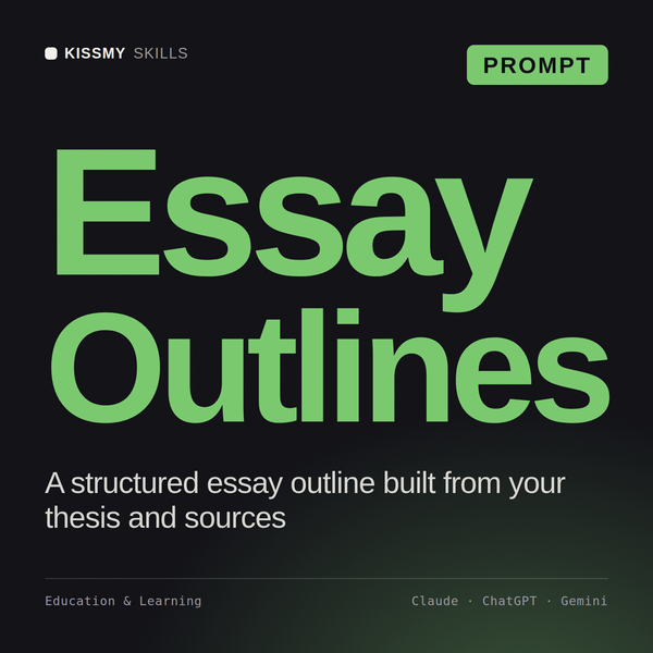 Essay Outlines AI prompt by KissMySkills, cover