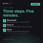 How the AI Estimate Generator AI prompt works in three steps: download, drop it into your AI chat, done