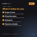 What's inside AI Estimate Writer for Contractors: scope of work, priced line items, exclusions, payment schedule