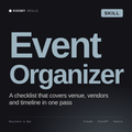 Event Organizer AI skill by KissMySkills, cover
