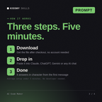 How the AI Exam Maker AI prompt works in three steps: download, drop it into your AI chat, done
