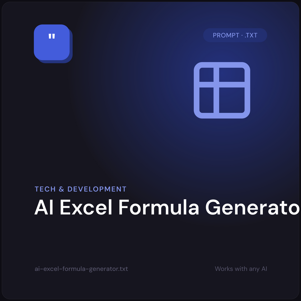AI Excel Formula Generator — AI prompt pack cover