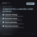 What's inside the AI Executive Assistant AI prompt: Calendar strategy, Executive comms, Travel reasoning, Discretion practice