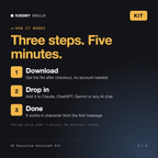 How the AI Executive Assistant Kit works in three steps: download, drop it into your AI chat, done