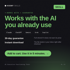 The AI Executive Functioning Tutor AI skill works with Claude, ChatGPT, Gemini and any AI chat, 30-day money-back guarantee