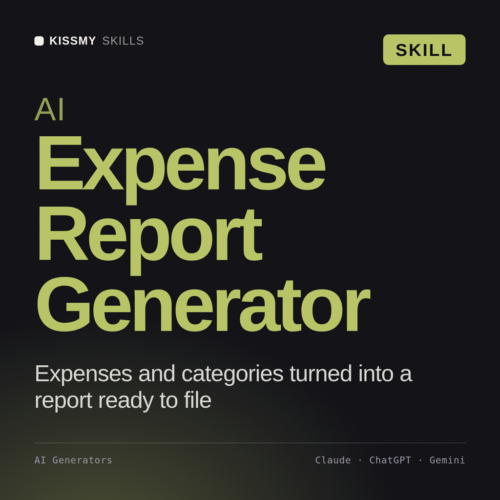 AI Expense Report Generator AI skill by KissMySkills, cover
