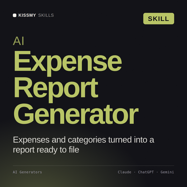 AI Expense Report Generator AI skill by KissMySkills, cover