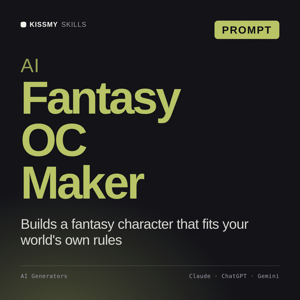 AI Fantasy OC Maker AI prompt by KissMySkills, cover
